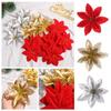 Home Decoration Artificial Decor Xmas Gift Glitter Ornament Poinsettia Christmas Tree Flowers