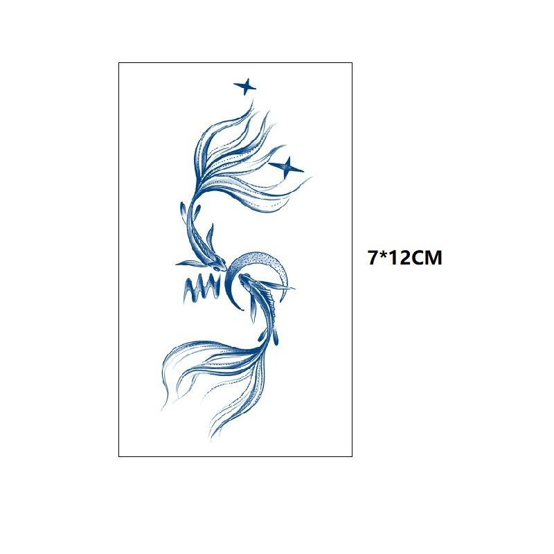 Маленький узор бабочка морская волна хвост рыбы другая сторона цветок маленький свежий сок травяной имитация грудь вода переводная татуировка наклейка