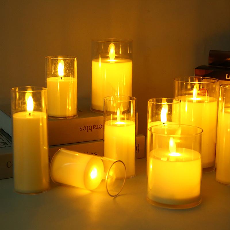 1/3Pcs Led Flameless Electric Candles Lamp Acrylic Glass Battery Flickering Fake Tealight Candle Bulk For Wedding Christmas