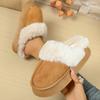 Fashion Women Platform Fluffy Slippers Winter Comfort Warm Plush Cotton Shoes Woman Thick Sole Anti Slip Indoor House Slippers