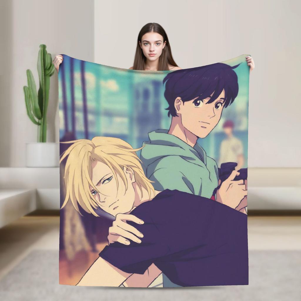 Banana Fish Anime Throw Blanket for Couch  Soft Fuzzy Plush Blanket 50x60 Inch Multiple Sizes Bedspreads for All Seasons