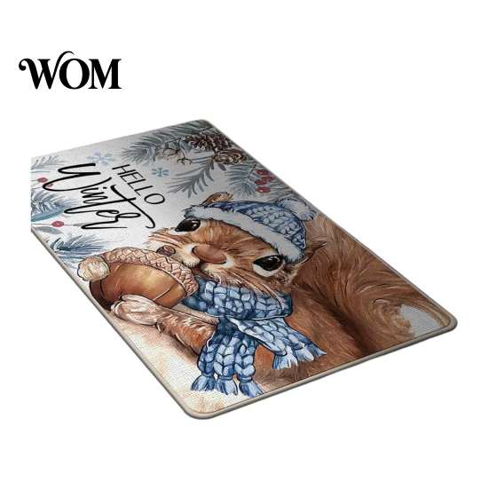 Indoor Winter Entrance Carpet Christmas Door Mat, Festive Rug, 35" x 24" Non-Slip Washable Home Decor Entry Mat Welcome Water Absorbent Rug