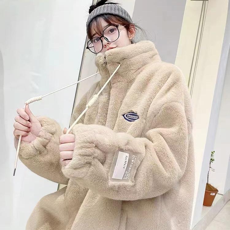 Autumn and winter new imitation rabbit fur jacket light casual fashion thickened warm plush coat