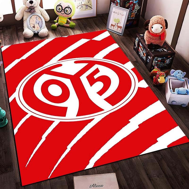 Red and White Logo Pattern Rug Non-slip rug suitable for living room and bedroom sofas.