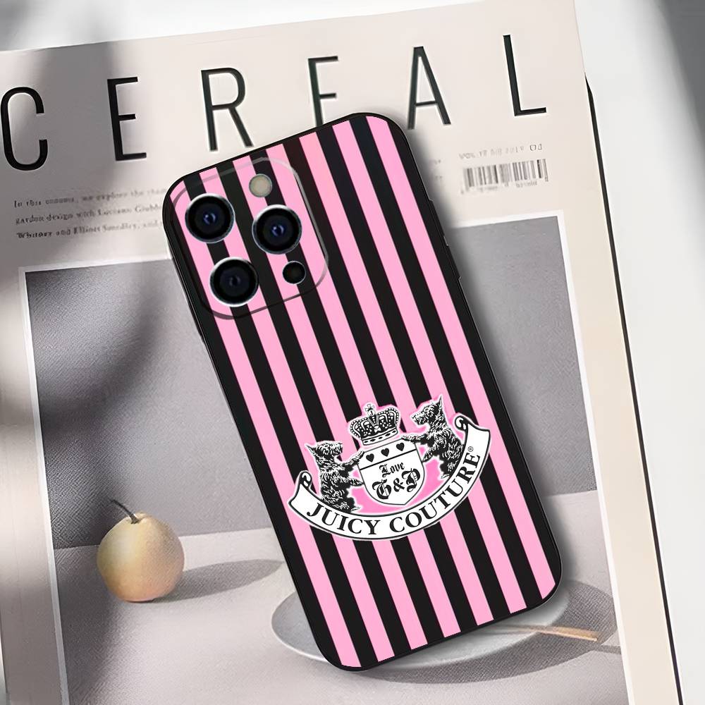 Розовый чехол J-Juicy C-Couture для iPhone 17,16,15,14,13,12,11 Plus,Pro Max,XS,Мягкий черный чехол