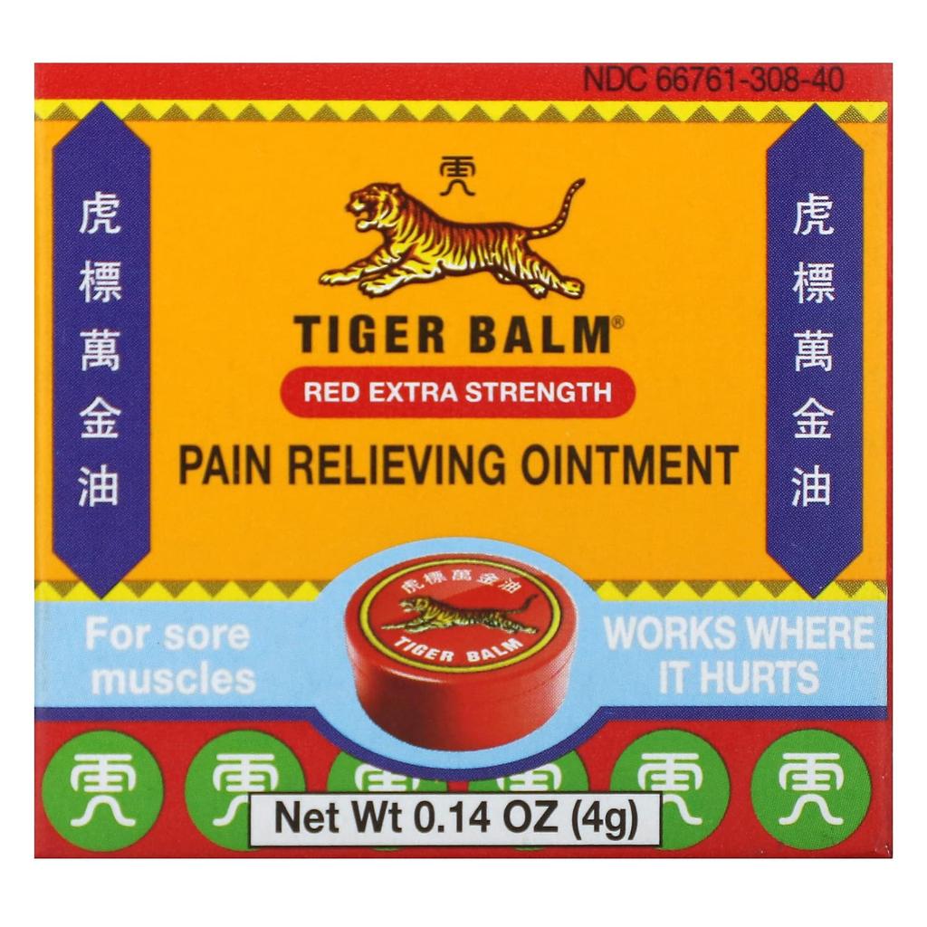 Tiger Balm Pain Relief Ointment, Red Extra Strength, 0.14 Oz (4 G)