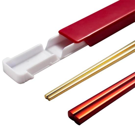 1 Set Stainless Steel Chopsticks with Case Reusable Easy To Clean Rustproof Non-slip Eating Dishwasher