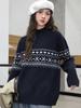 Девочкин осенне-зимний толстый теплый стильный свитер - Модный трикотаж, универсальный новогодний наряд для детей среднего и большого размера, свободный и стройнящий крой