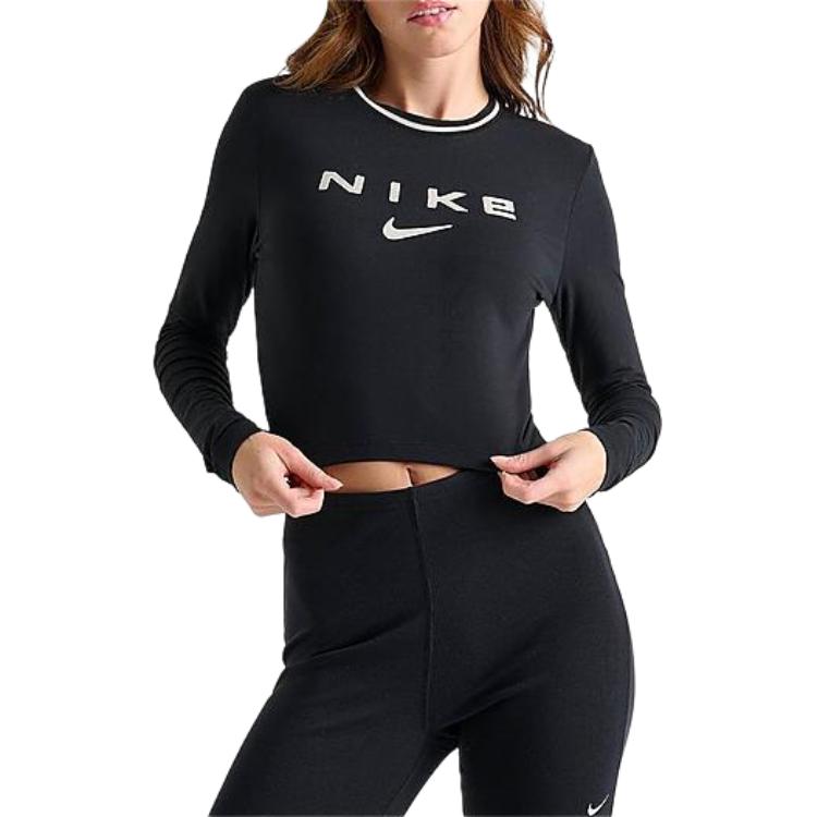 Nike Спортивная одежда Chill Knit с коротким рукавом и круглым вырезом, спортивный свитер для женщин, топы, черный FZ2859-010