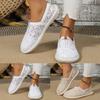 Ladies Casual Lace Shoes Hollow Out Breathable Soft Bottom Flat Casual Shoes White Female Footwear Walking Mesh Flat Sneakers