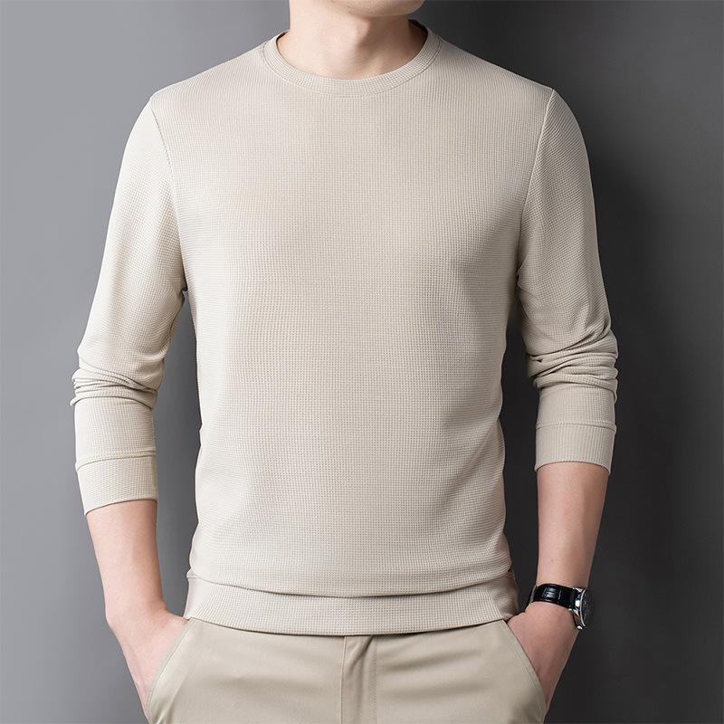 Men S Long Sleeve Solid Color Waffle Knit T Shirt Casual Base Layer