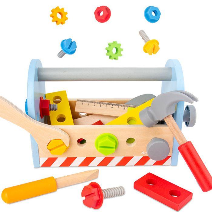 Coffret à outils en bois - GINGER HOME W03D150 - 27 pcs - 22x12x15 cm - Dès 3 ans