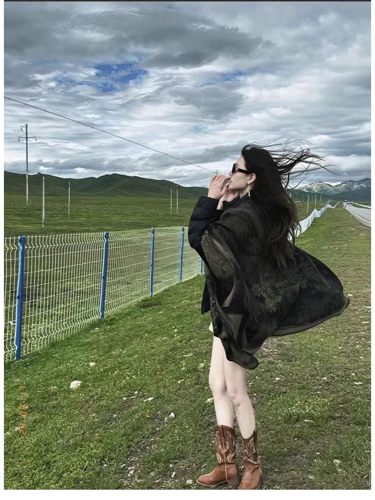 Женская шаль на осень и зиму: Плащ для путешествий по Синьцзяну и Тибету, Толстый плащ-накидка из Западного Сычуаня