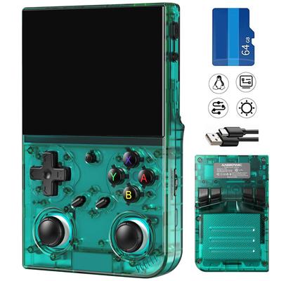 Портативная игровая консоль RG35XX Pro с Linux IPSOCA, полной вибрацией и онлайн-игрой по Wi-Fi PRO Синяя система, Экран, Мотор, (RG35XX Прозрачный)