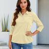 Women's Fashion Casual Lapel Short 3/4 Sleeve Solid Color Shirt Women's Button Up Tops