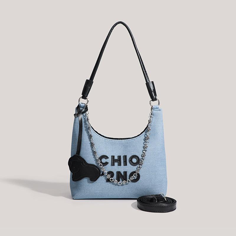 Super Popular Chio2nd Denim Girl English Tote Bag Women's Hot Girl Fashion Bag Hobo Underarm Shoulder Bag