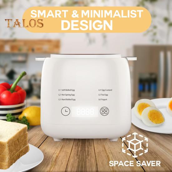 Электрическая яйцеварка 6-в-1 Rapid с автоматическим отключением, звуковым напоминанием, дизайном сенсорного экрана, пищевым классом, не содержащим бисфенол-А, умная электрическая яйцеварка