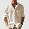 Men's Autumn Solid Color Long Sleeve Shirt Men's Casual Loose Button Long Sleeve Shirt