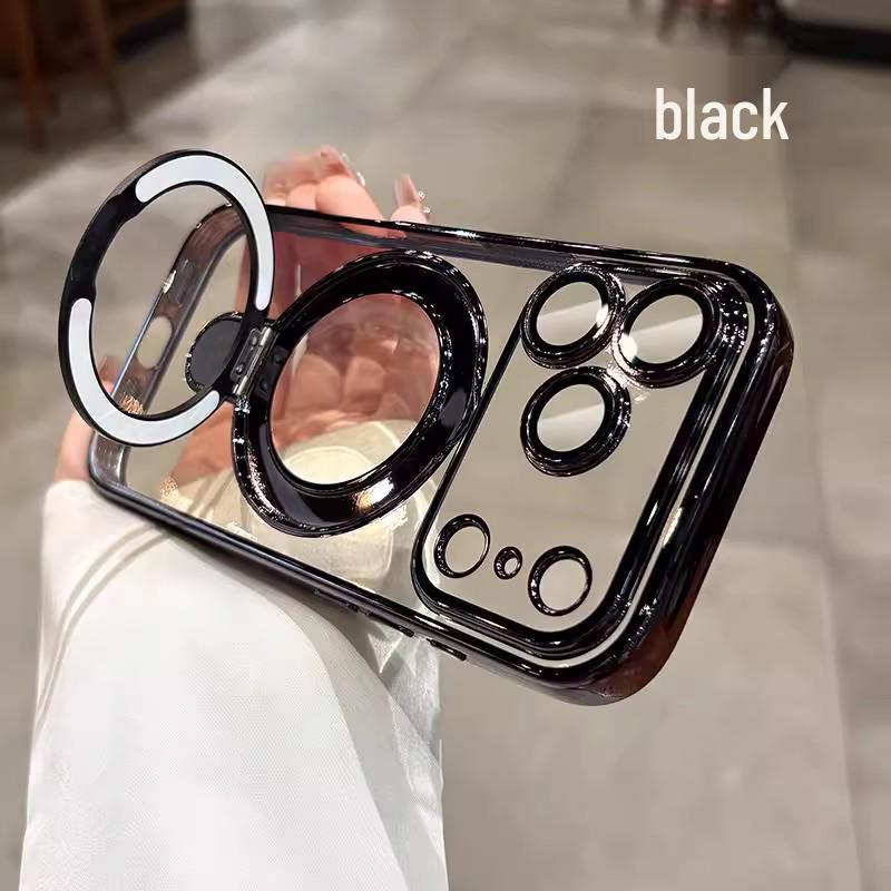 Магнитная подставка-кольцо для iPhone 17/16 Pro Max Гальванизированный мягкий чехол