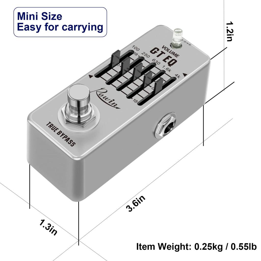 Rowin Guitar Equalizer Pedal 5 Band Parametric EQ Guitar Effect Pedal Frequency Compensator Mini Size ±18dB LEF-317A