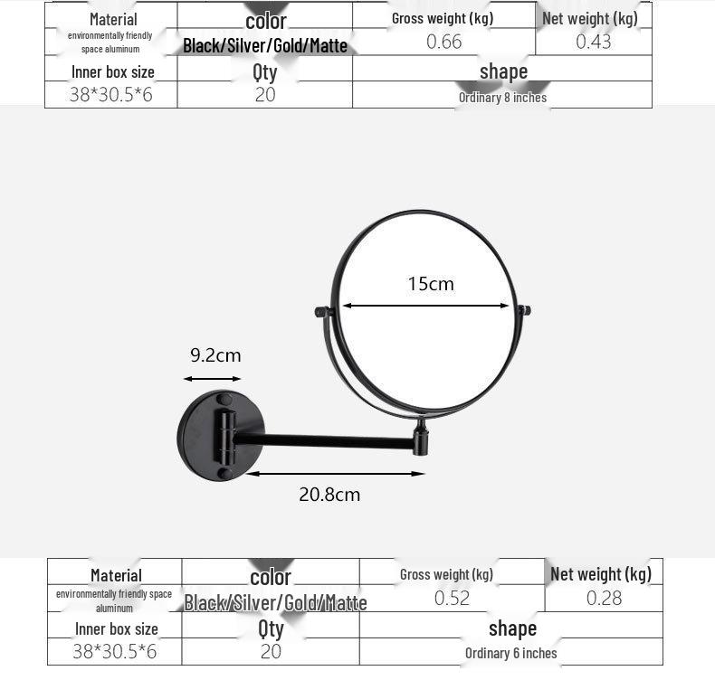Wall-Mounted Rotating Double-Sided Vanity Mirror with Magnification