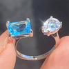 ZAKOL Роскошные квадратные кольца-капли воды с кубическим цирконием AAA для женщин, прозрачные, розовые, зеленые, CZ, для помолвки, свадьбы, вечеринки, циркон