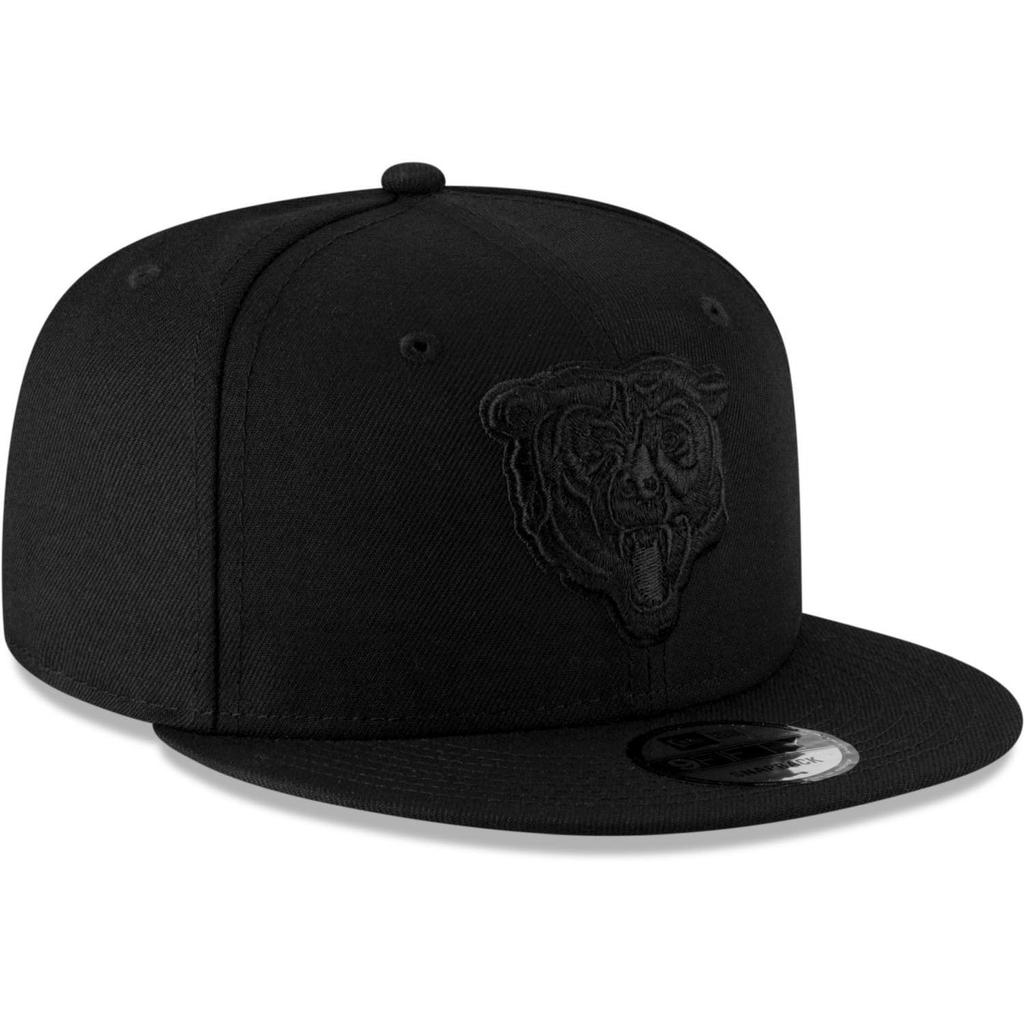 Chicago Bears Hat NFL New Era Black On Black Alternate Logo 9FIFTY Snapback Adjustable Cap Adult One Size