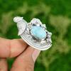 Natural Larimar Gemstone Promise Bird Adjustable Ring 925 Silver For Girls