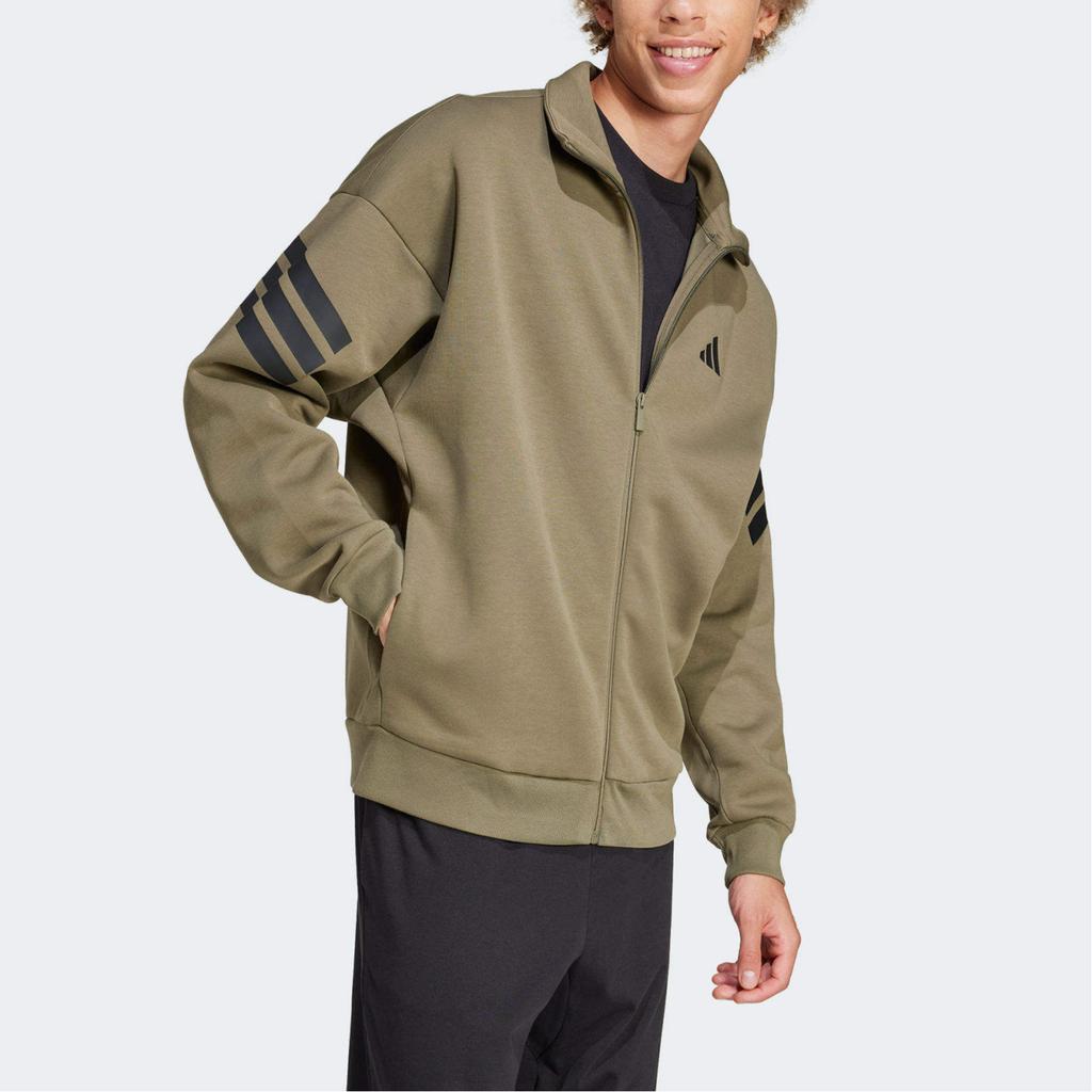 Adidas Полосатая куртка с воротником-стойкой на молнии, мужские куртки, оливкового цвета JD4887