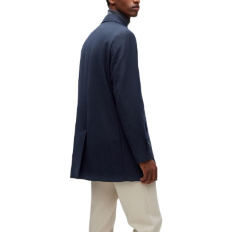 HUGO BOSS Coats Men's Dark Blue Lapel Moderate 50479347-404