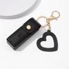 1pc Lipstick Bags Portable Keychain Solid Wallet Mini With Mirror Leather Protective Cover