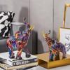 Colorful Water Transfer Printing Elephant Sculpture Nordic Home Office Desktop Decoration Resin Animal Statue Handicrafts