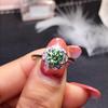 Trendy Flower Shape Green Cubic Zirconia Silver Color Ring For Women Party Crystal Jewelry Adjustable Size Gifts for Women