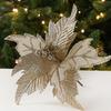 New 26cm Poinsettia Glitter Flower DIY Fake Flowers Christmas Flowers Large Wedding Decor Xmas Tree Decorations
