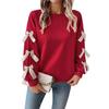 Sweet Autumn and Winter Style Top with Round Neck and Bow Christmas Hoodie for Women
