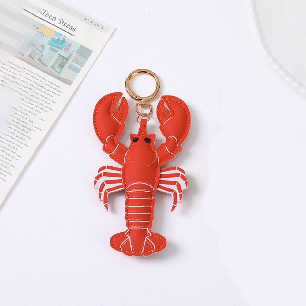 Cute Pu Crab Keychain Summer Bag Charm Multi-color Pu Leather Lobster Pendant Bag Ornament
