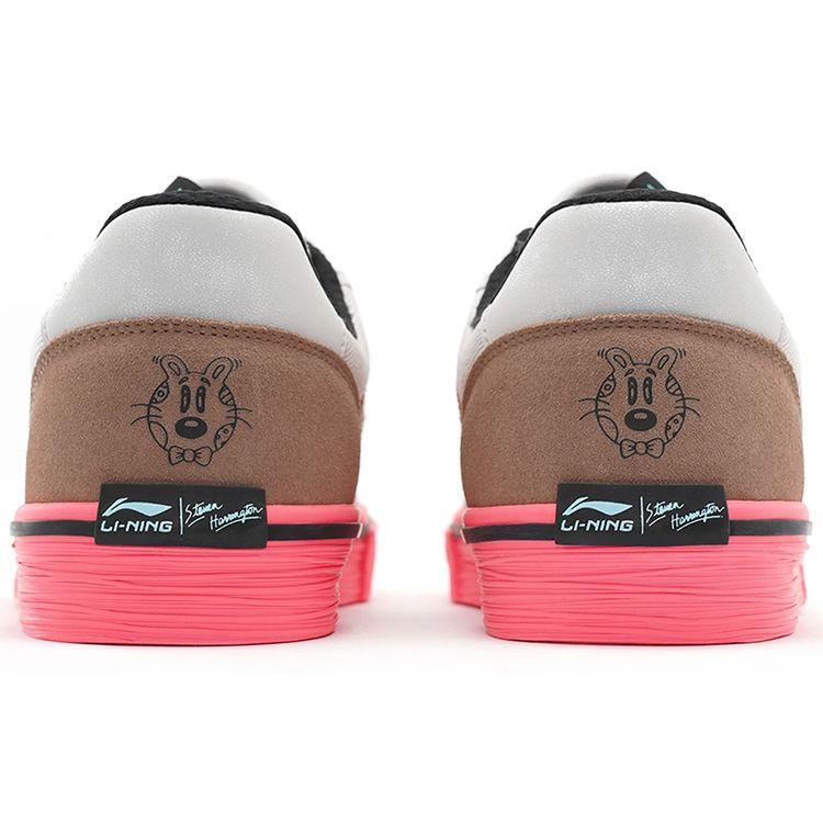 Кроссовки Li Ning Steven Harrington X, удобные, мягкие, эластичные, нескользящие, амортизирующие, износостойкие, с низким верхом, для скейтбординга, женские, белые, розовые, AECS072-4