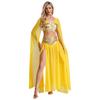 Womens Egyptian Cleopatra Costume Crop Top Split Chiffon Skirt Set Halloween Party Wear