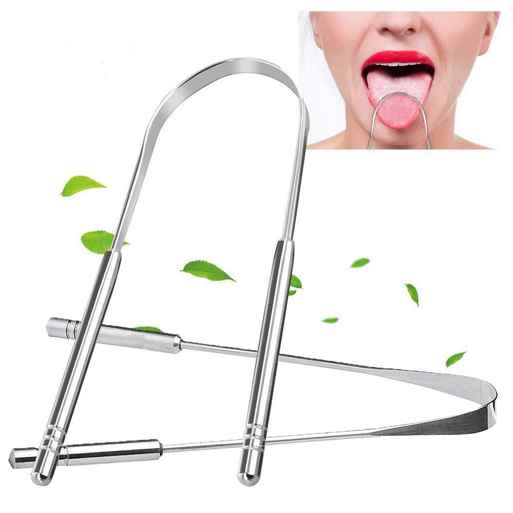 2Pcs Tongue Scraper Cleaner Stainless Steel Dental Fresh Breath Cleaning Oral