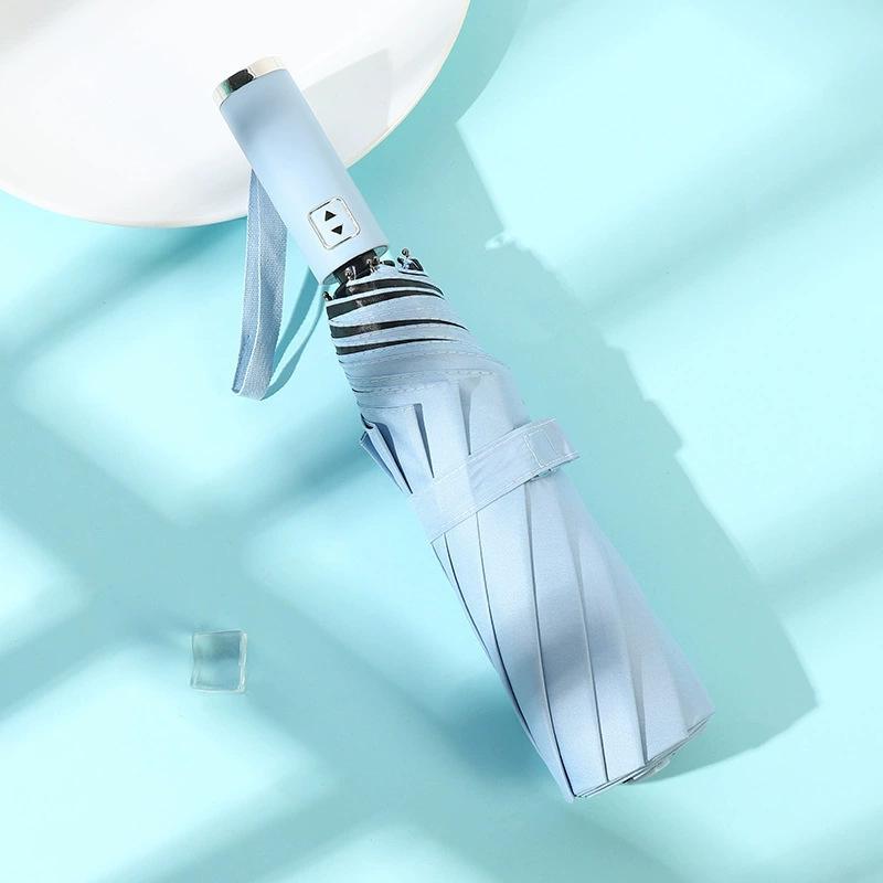 Большой автоматический ветрозащитный зонт: Двойное использование для солнца и дождя, солнцезащитный козырек с черным клеем