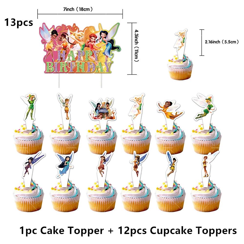 Cartoon Tinker Bell Balloons Birthday Party Decoration Tableware Elf Little Fairy Paper Plate Cup Tablecloth Supplies Background