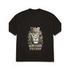 White T Shirt with Lion King Crown Graphic and Russian Text for Casual Wear