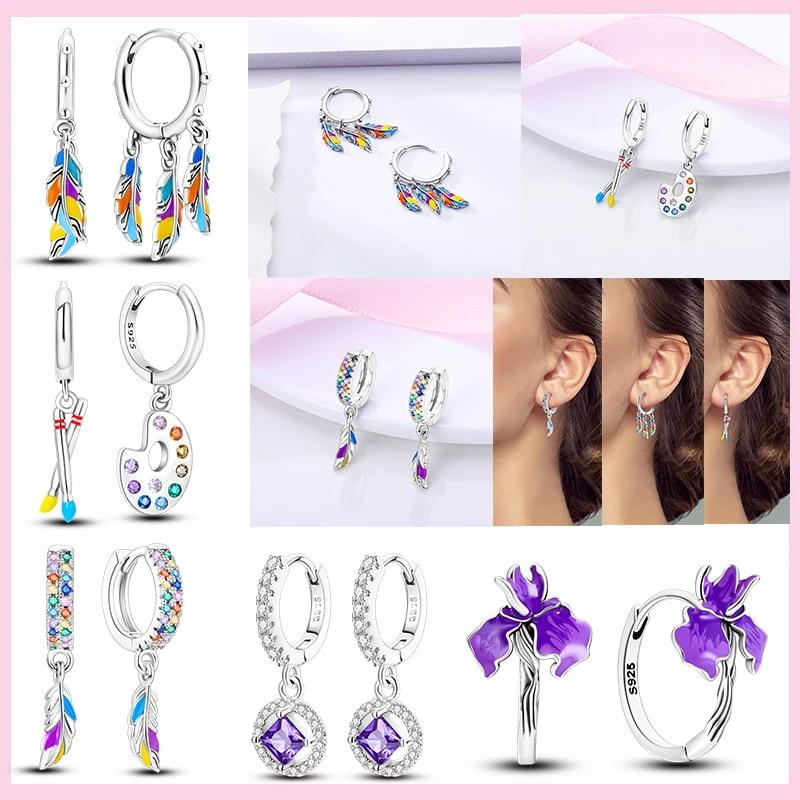 Сверкающие цирконовые серьги-кольца из серебра 925 пробы, круглые серьги в форме сердца для женщин, свадебные украшения для помолвки