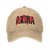 Bloody Akira Logo Unisex Baseball Cap Anime Distressed Washed Hats Cap Retro Outdoor Activities Unstructured Soft Headwear