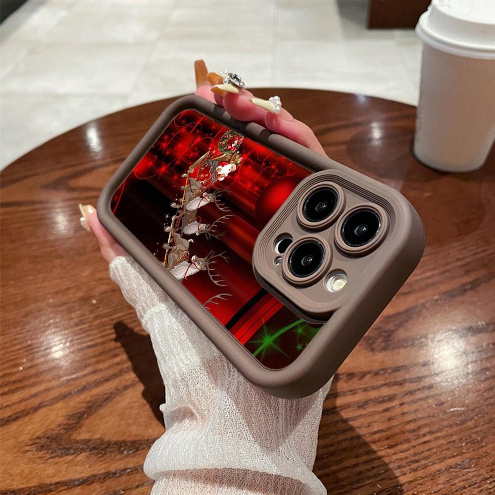 N105 рождественские и новогодние арт-мягкие чехлы для телефонов Angel Eyes для iPhone 16 15 14 13 11 Pro Max 8 7 6s Plus 12 mini XR XS Max SE противоударный чехол