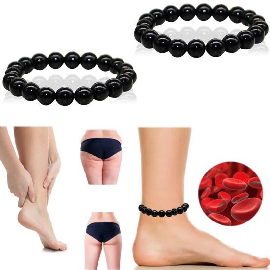 Магнитотерапевтический ножной браслет, анти-отечность, облегчение боли, ювелирные аксессуары, глянцевый черный сильный магнитный браслет