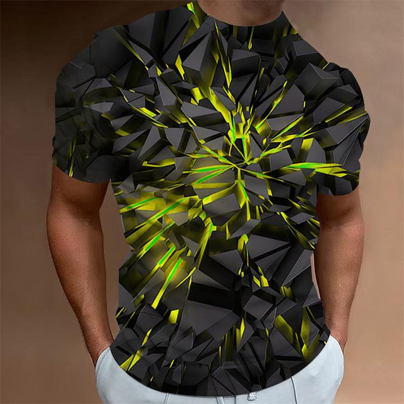 Fashion Line Pattern T Shirt For Men Funny Geometry 3D Printed Tees Summer Casual Short Sleeve Round Neck Tops Loose T-Shirts