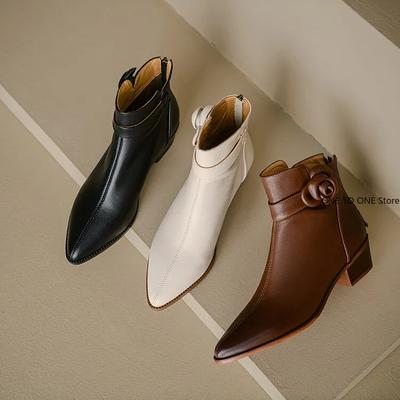 Модные зимние новые полусапожки на среднем каблуке, черные туфли, женские сапоги с заостренным носком, цветочные абрикосовые плюшевые сапоги, женская обувь, туфли в стиле Лолиты