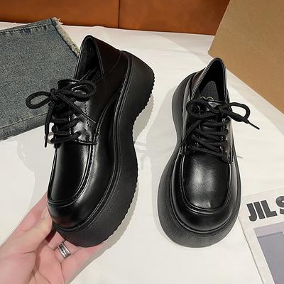 Универсальные женские туфли из кожи в британском стиле, новые весенне-осенние, винтажные белые туфли на толстой подошве на шнуровке, туфли Мэри Джейн на плоской подошве