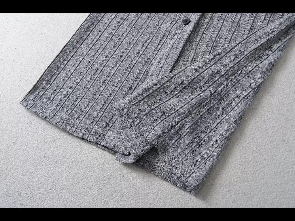 2024 Летний приталенный кардиган с воротником поло и короткими рукавами в рубчик для женщин - европейский и американский стиль горячей девушки